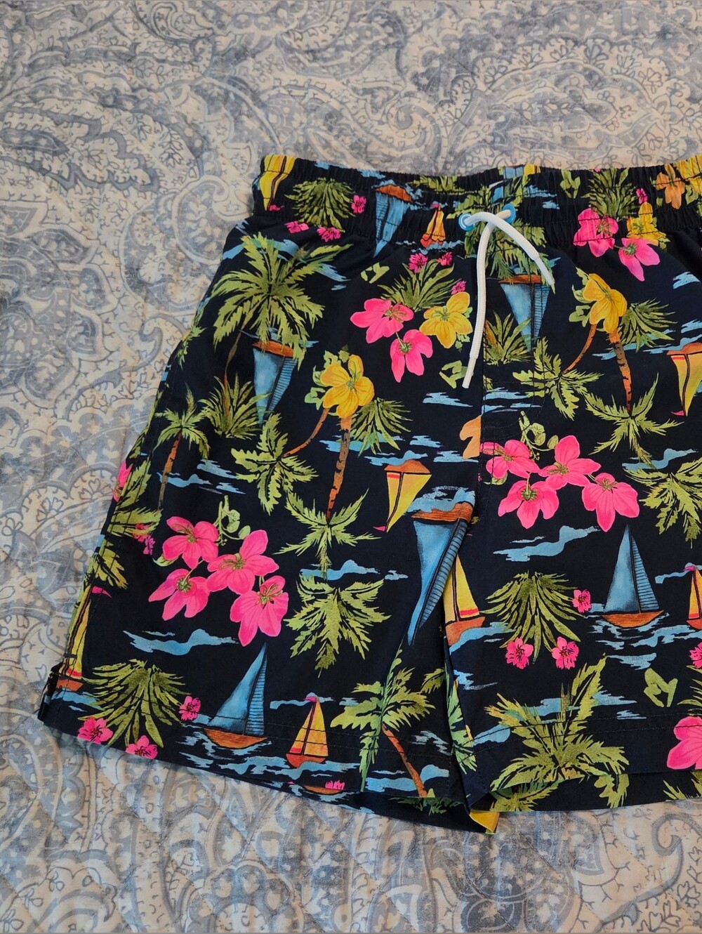 Boy’s Tropical Floral Black Swim Shorts